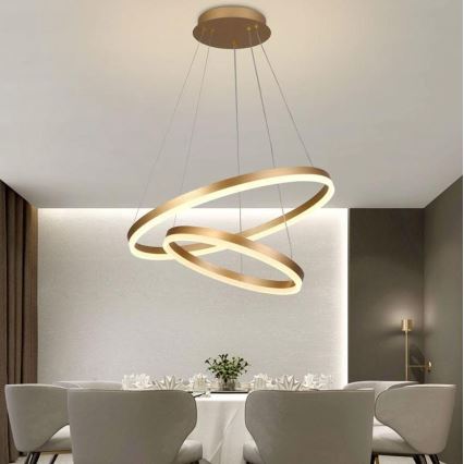 Brilagi - LED Aptumšojama lustra ar auklu CIRCLE LED/70W/230V 3000-6500K zelta + tālvadības pults