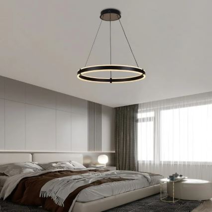 Brilagi - LED Aptumšojama lustra ar auklu CIRCLE LED/85W/230V 3000-6500K melna + tālvadības pults