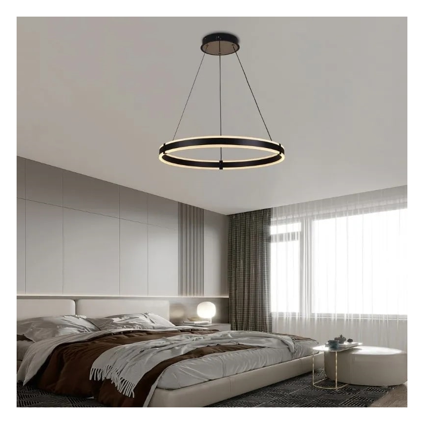 Brilagi - LED Aptumšojama lustra ar auklu CIRCLE LED/85W/230V 3000-6500K melna + tālvadības pults