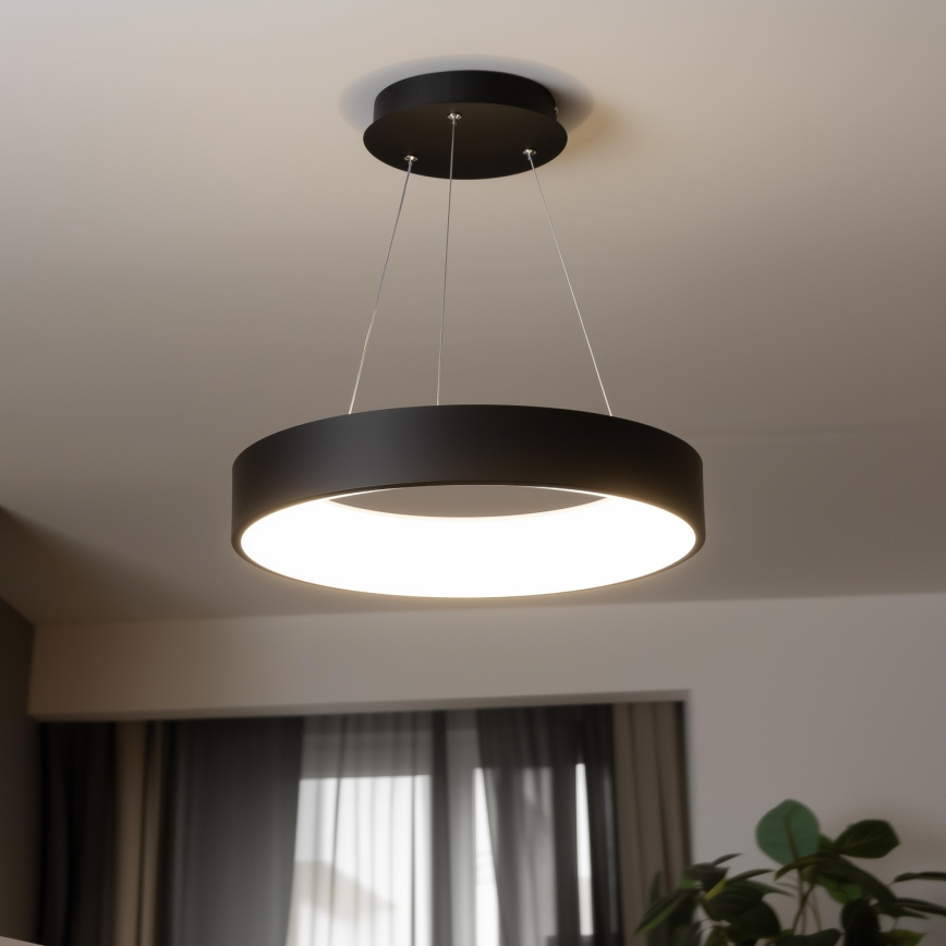 Brilagi - LED Aptumšojama lustra ar auklu FALCON LED/80W/230V 3000-6500K d. 60 cm melna + tālvadības pults