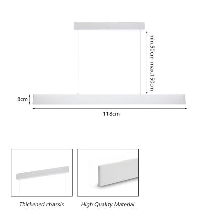 Brilagi - LED Aptumšojama lustra ar auklu SLIMLINE LED/40W/230V 3000-6000K balta + tālvadības pults