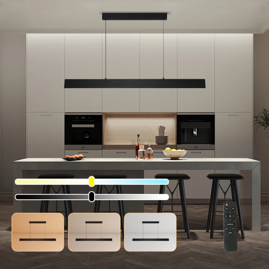 Brilagi - LED Aptumšojama lustra ar auklu SLIMLINE LED/40W/230V 3000-6000K melna + tālvadības pults
