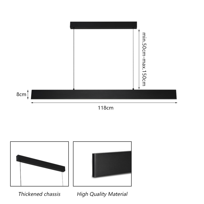 Brilagi - LED Aptumšojama lustra ar auklu SLIMLINE LED/40W/230V 3000-6000K melna + tālvadības pults