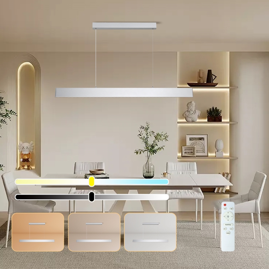 Brilagi - LED Aptumšojama lustra ar auklu SLIMLINE LED/40W/230V 3000-6000K sudraba + tālvadības pults