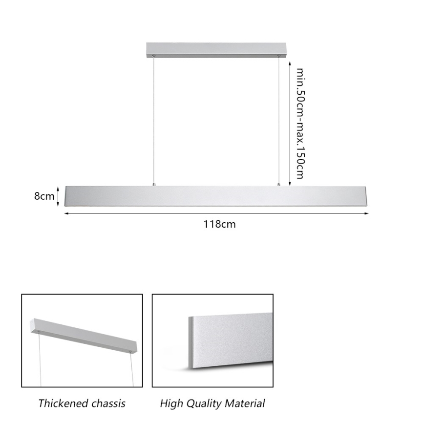 Brilagi - LED Aptumšojama lustra ar auklu SLIMLINE LED/40W/230V 3000-6000K sudraba + tālvadības pults