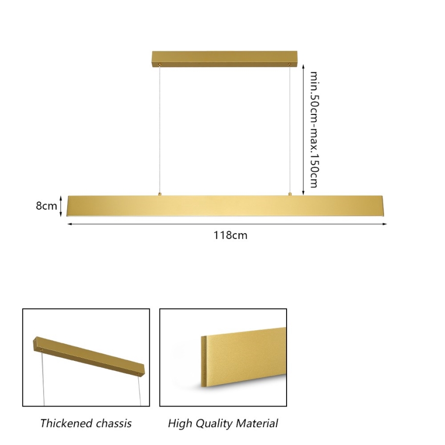 Brilagi - LED Aptumšojama lustra ar auklu SLIMLINE LED/40W/230V 3000-6000K zelta + tālvadības pults