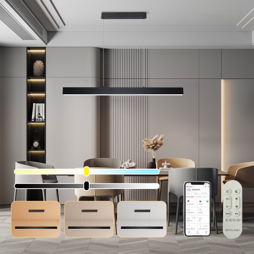 Brilagi - LED Aptumšojama lustra ar auklu SLEEKLINE SMART LED/40W/230V 3000-6000K Wi-Fi Tuya melna + tālvadības pults