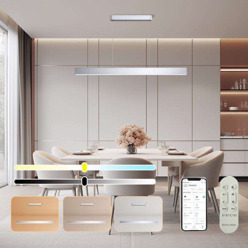 Brilagi - LED Aptumšojama lustra ar auklu SLEEKLINE SMART LED/40W/230V 3000-6000K Wi-Fi Tuya sudraba + tālvadības pults