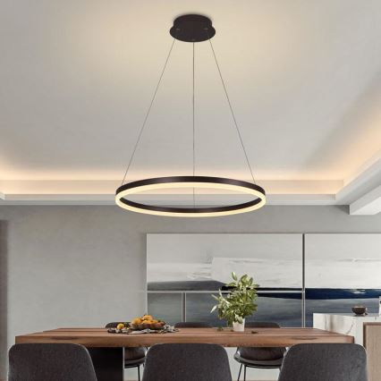 Brilagi - LED pakaramais gaismeklis ar regulējamu spilgtumu uz kabeļa CIRCLE LED/42W/230V 3000-6500K pr. 60 cm brūns + tālvadības pults