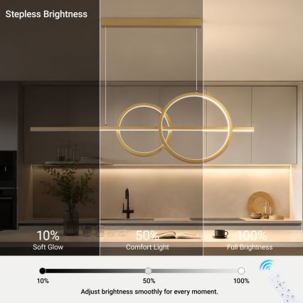 BRILAGI - LED regulējama lustra uz troses SIGNATURE LED/53W/230V 3000-6000K 120 cm zelta krāsā + tālvadības pults