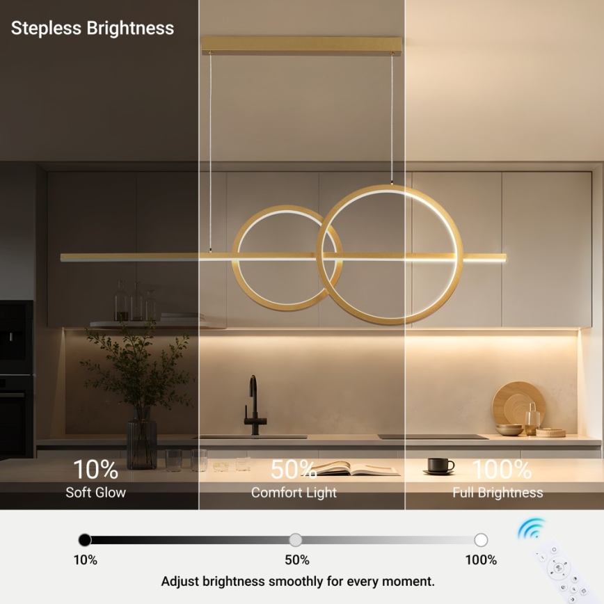 BRILAGI - LED regulējama lustra uz troses SIGNATURE LED/53W/230V 3000-6000K 120 cm zelta krāsā + tālvadības pults