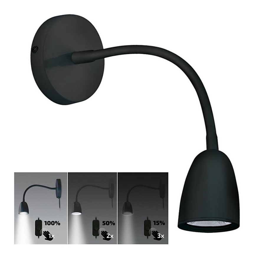 Brilagi - LED Aptumšojama maza sienas lampa LED/4W/230V melna