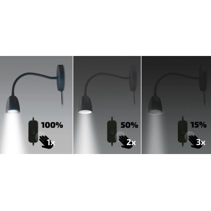 Brilagi - LED Aptumšojama maza sienas lampa LED/4W/230V melna