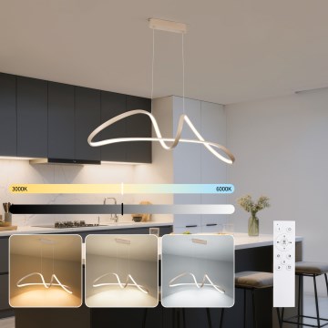 Brilagi - LED aptumšojama pakaramā lampa uz troses TWISTER LED/60W/230V 3000-6000K bēša + ar tālvadības pulti