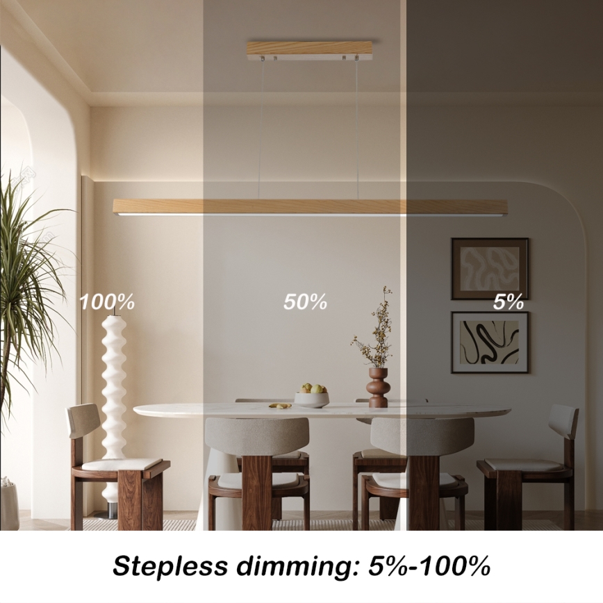 Brilagi - LED dimmējams pakarināmais lustrs uz stieples OAK SMART LED/30W/230V Wi-Fi Tuya ozols + tālvadības pults
