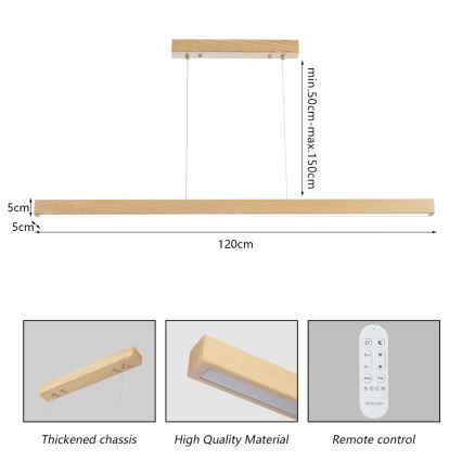 Brilagi - LED dimmējams pakarināmais lustrs uz stieples OAK SMART LED/30W/230V Wi-Fi Tuya ozols + tālvadības pults