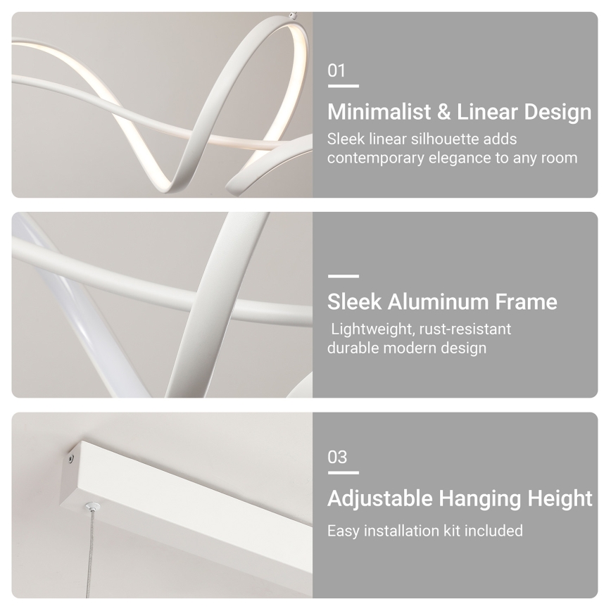Brilagi - LED pakaramais gaismeklis ar regulējamu spilgtumu uz troses SIGNATURE LED/55W/230V 3000-6000K 120x23 cm balts + tālvadības pults