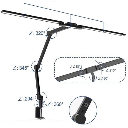 Brilagi - LED Aptumšojama skārienvadāma pielāgojama galda lampa VARIO LED/24W/230V 3000-6500K CRI 92 melna