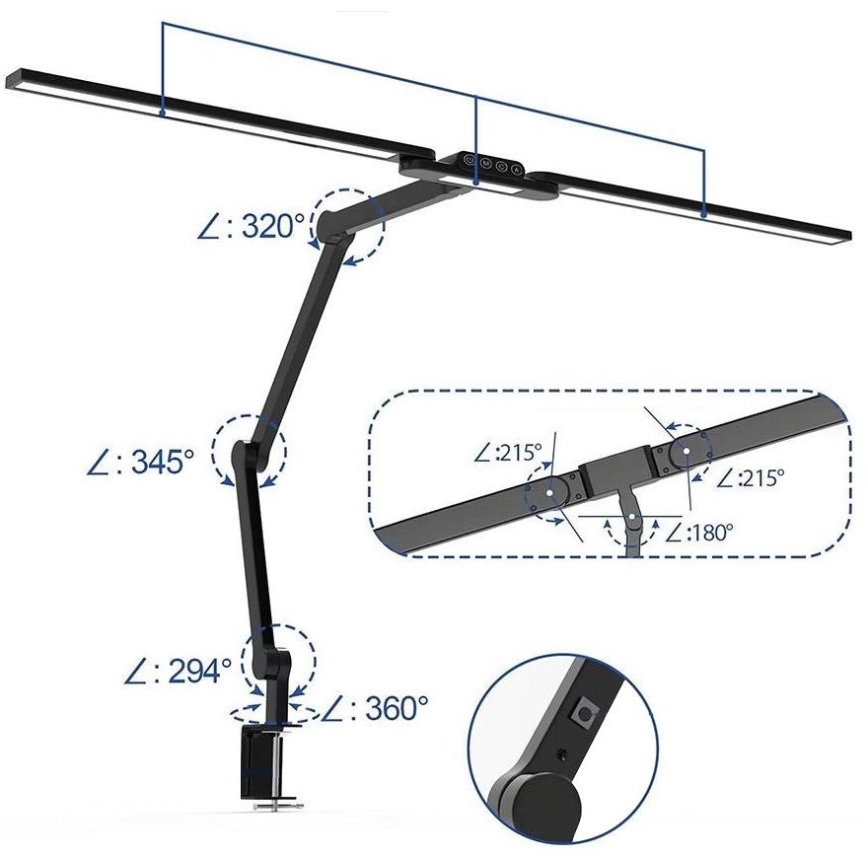 Brilagi - LED Aptumšojama skārienvadāma pielāgojama galda lampa VARIO LED/24W/230V 3000-6500K CRI 92 melna