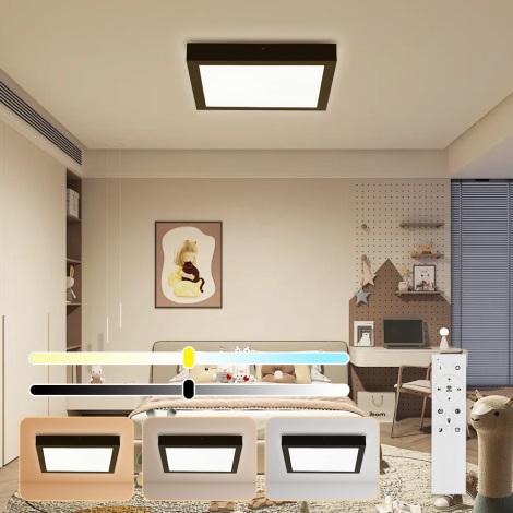 Brilagi - LED Aptumšojama vannas istabas griestu lampa FRAME SMART LED/24W/230V 3000-6000K IP44 melna + tālvadības pults