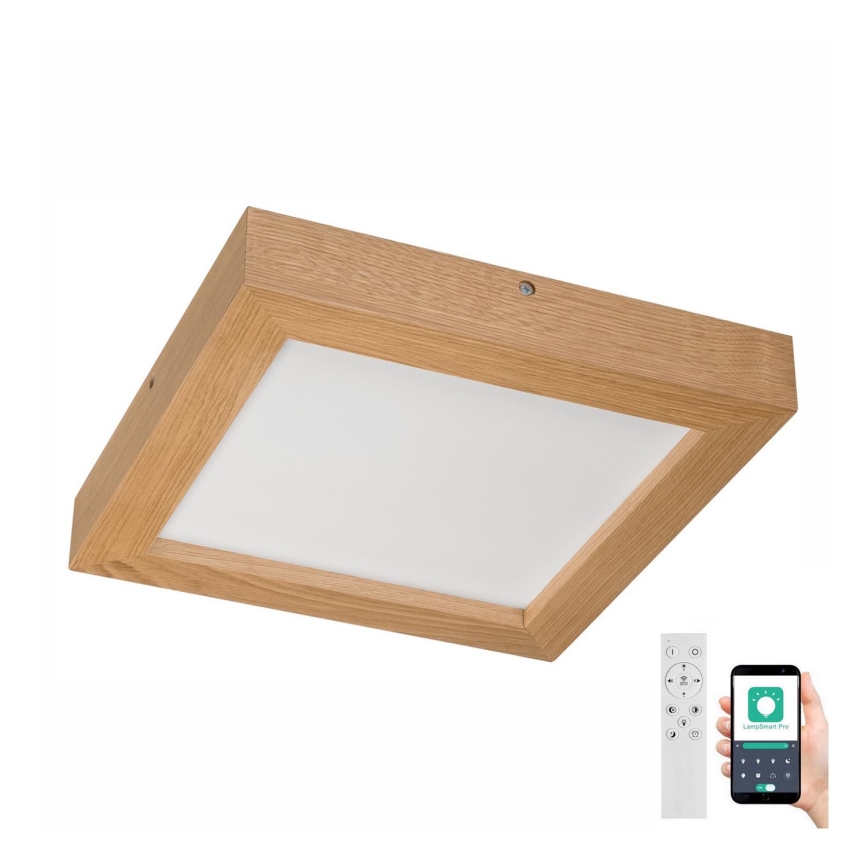 Brilagi - LED Aptumšojama vannas istabas griestu lampa WOODY FRAME LED/24W/230V ozols 30x30 cm 3000-6000K IP44 + tālvadības pults