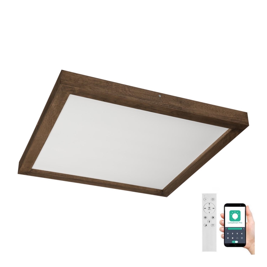 Brilagi - LED Aptumšojama vannas istabas griestu lampa WOODY FRAME LED/50W/230V ozols 60x60 cm 3000-6000K IP44 + tālvadības pults