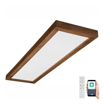 Brilagi - LED Aptumšojama vannas istabas griestu lampa WOODY FRAME LED/50W/230V ozols ķirsis 120x30 cm 3000-6000K IP44 + tālvadības pults