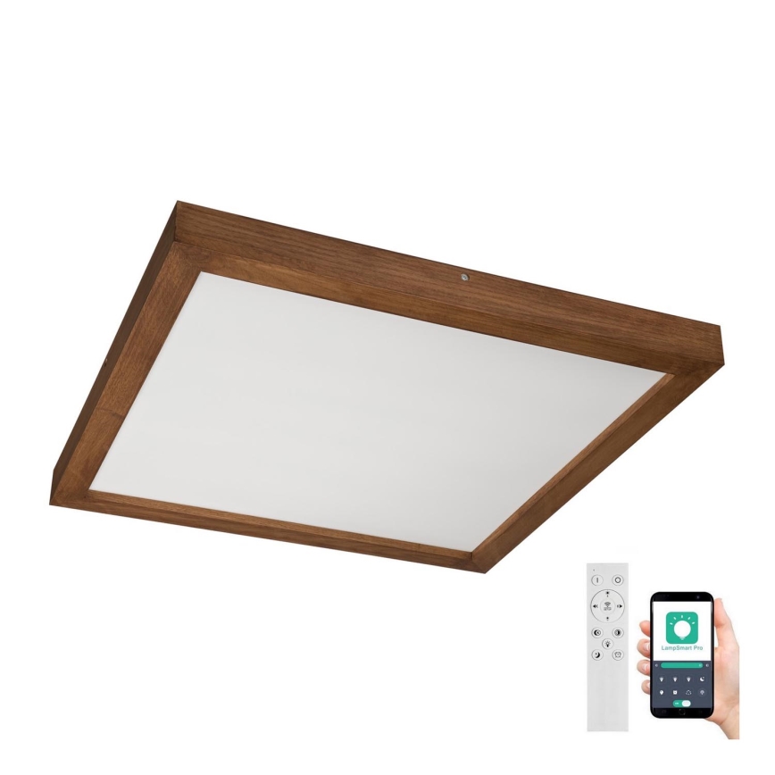 Brilagi - LED Aptumšojama vannas istabas griestu lampa WOODY FRAME LED/50W/230V ozols ķirsis 60x60 cm 3000-6000K IP44 + tālvadības pults