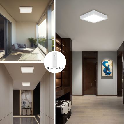Brilagi - LED Aptumšojama vannas istabas griestu lampa FRAME SMART LED/24W/230V 30x30 cm 3000-6000K IP44 balta + tālvadības pults