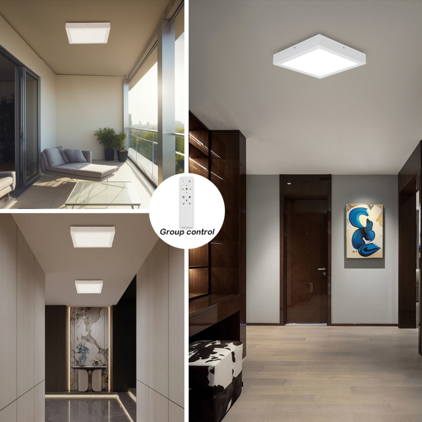 Brilagi - LED Aptumšojama vannas istabas griestu lampa FRAME SMART LED/24W/230V 30x30 cm 3000-6000K IP44 balta + tālvadības pults