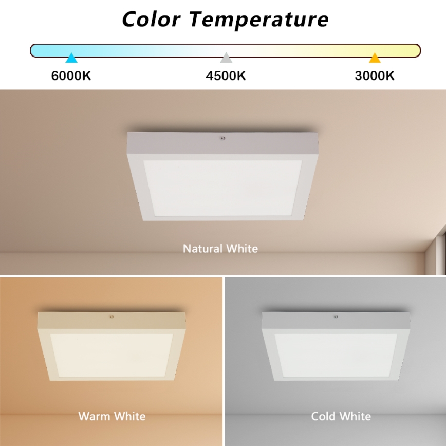 Brilagi - LED Aptumšojama vannas istabas griestu lampa FRAME SMART LED/24W/230V 30x30 cm 3000-6000K IP44 balta + tālvadības pults
