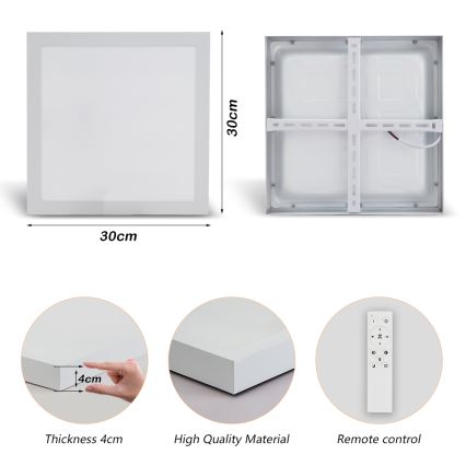 Brilagi - LED Aptumšojama vannas istabas griestu lampa FRAME SMART LED/24W/230V 30x30 cm 3000-6000K IP44 balta + tālvadības pults