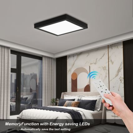 Brilagi - LED Aptumšojama vannas istabas griestu lampa FRAME SMART LED/24W/230V 30x30 cm 3000-6000K IP44 melna + tālvadības pults