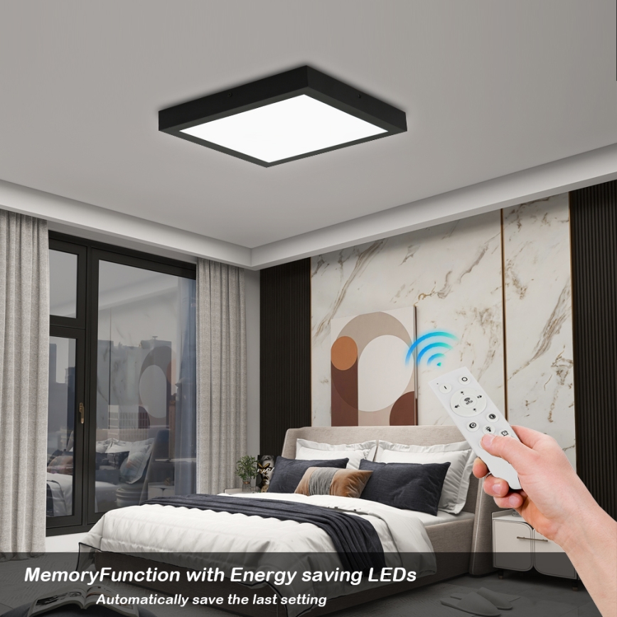 Brilagi - LED Aptumšojama vannas istabas griestu lampa FRAME SMART LED/24W/230V 30x30 cm 3000-6000K IP44 melna + tālvadības pults