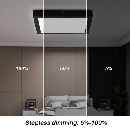 Brilagi - LED Aptumšojama vannas istabas griestu lampa FRAME SMART LED/24W/230V 30x30 cm 3000-6000K IP44 melna + tālvadības pults