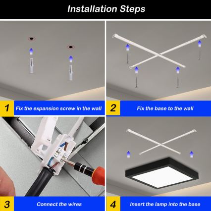 Brilagi - LED Aptumšojama vannas istabas griestu lampa FRAME SMART LED/24W/230V 30x30 cm 3000-6000K IP44 melna + tālvadības pults