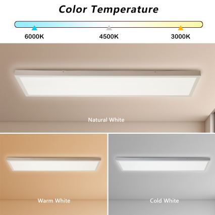 Brilagi - LED Aptumšojama vannas istabas griestu lampa FRAME SMART LED/50W/230V 30x120 cm 3000-6000K IP44 balta + tālvadības pults