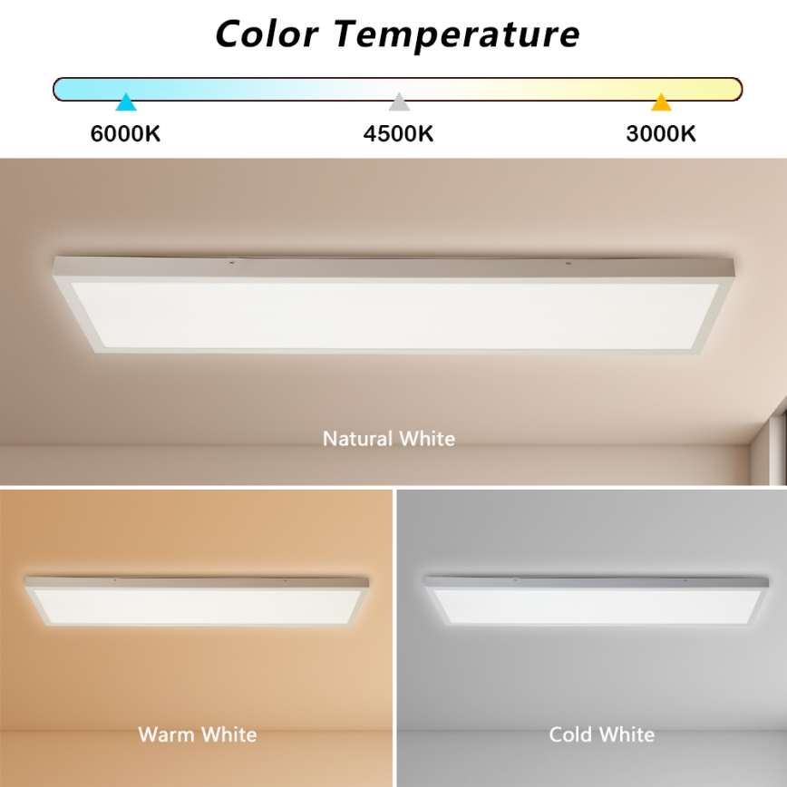 Brilagi - LED Aptumšojama vannas istabas griestu lampa FRAME SMART LED/50W/230V 30x120 cm 3000-6000K IP44 balta + tālvadības pults