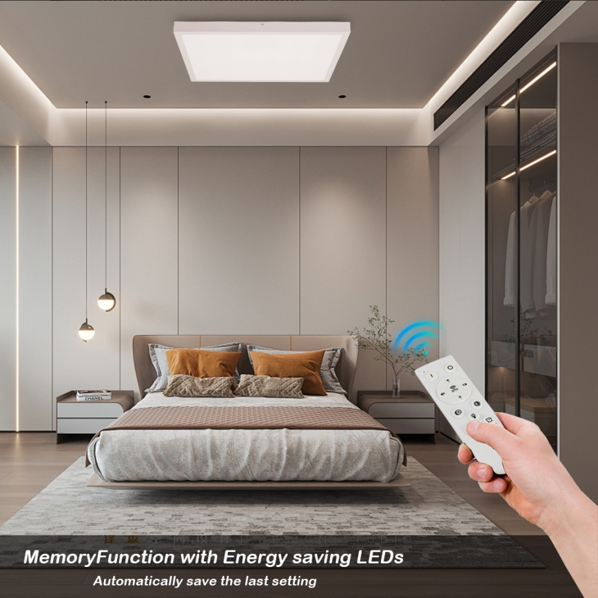 Brilagi - LED Aptumšojama vannas istabas griestu lampa FRAME SMART LED/50W/230V 60x60 cm 3000-6000K IP44 balta + tālvadības pults