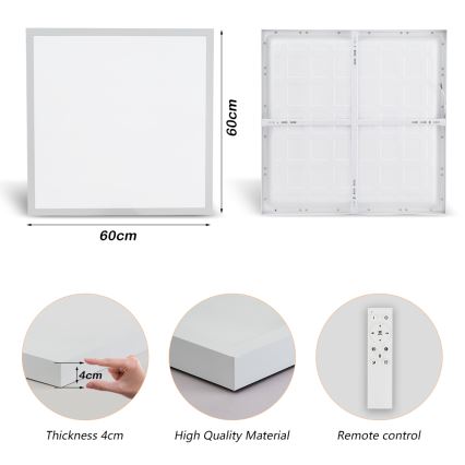 Brilagi - LED Aptumšojama vannas istabas griestu lampa FRAME SMART LED/50W/230V 60x60 cm 3000-6000K IP44 balta + tālvadības pults