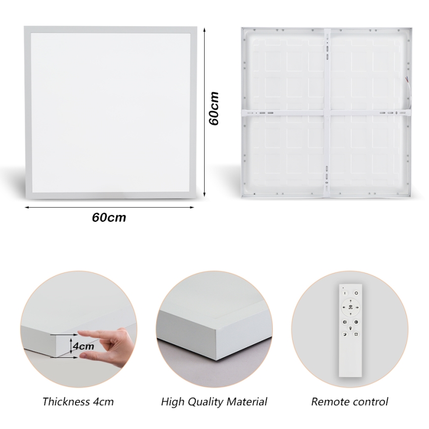 Brilagi - LED Aptumšojama vannas istabas griestu lampa FRAME SMART LED/50W/230V 60x60 cm 3000-6000K IP44 balta + tālvadības pults