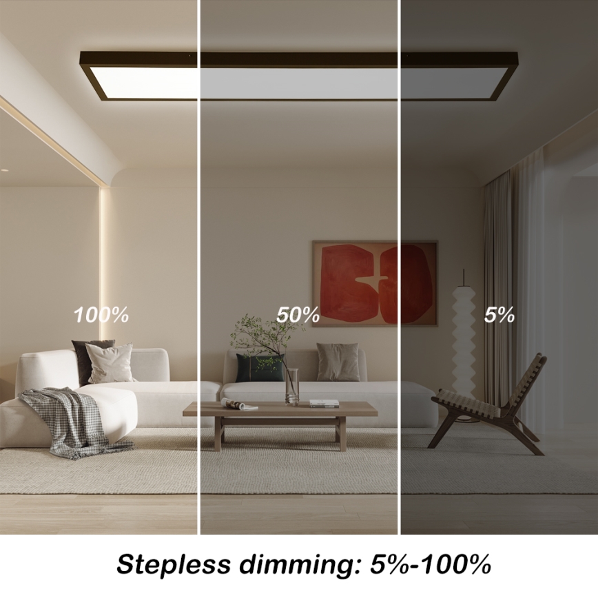 Brilagi - LED Aptumšojama vannas istabas griestu lampa FRAME SMART LED/50W/230V 30x120 cm 3000-6000K IP44 melna + tālvadības pults