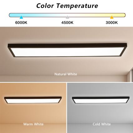 Brilagi - LED Aptumšojama vannas istabas griestu lampa FRAME SMART LED/50W/230V 30x120 cm 3000-6000K IP44 melna + tālvadības pults