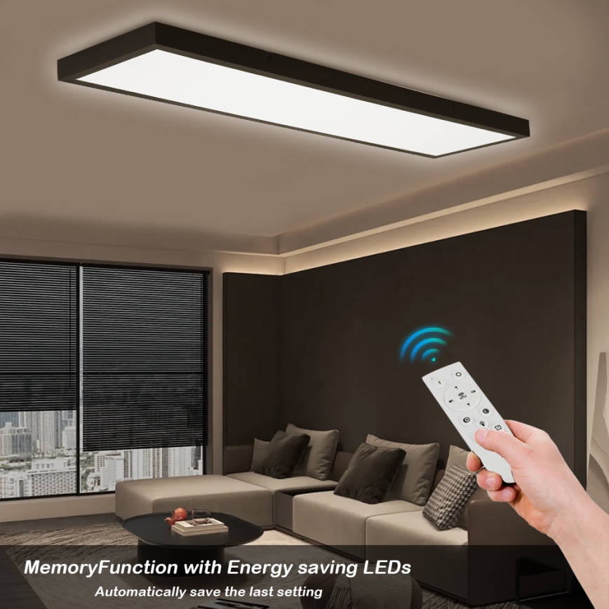 Brilagi - LED Aptumšojama vannas istabas griestu lampa FRAME SMART LED/50W/230V 30x120 cm 3000-6000K IP44 melna + tālvadības pults