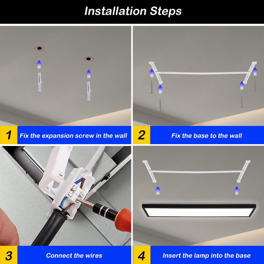 Brilagi - LED Aptumšojama vannas istabas griestu lampa FRAME SMART LED/50W/230V 30x120 cm 3000-6000K IP44 melna + tālvadības pults