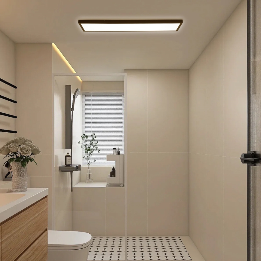 Brilagi - LED Aptumšojama vannas istabas griestu lampa FRAME SMART LED/50W/230V 30x120 cm 3000-6000K IP44 melna + tālvadības pults