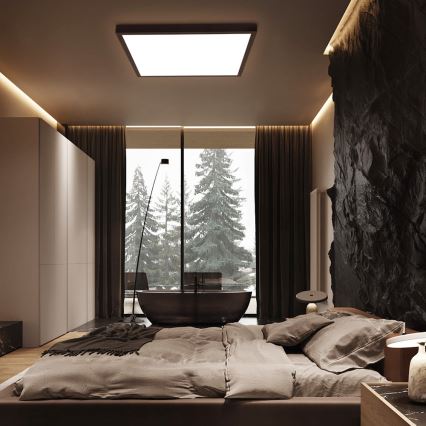 Brilagi - LED Aptumšojama vannas istabas griestu lampa FRAME SMART LED/50W/230V 60x60 cm 3000-6000K IP44 melna + tālvadības pults