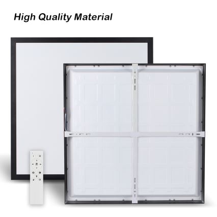 Brilagi - LED Aptumšojama vannas istabas griestu lampa FRAME SMART LED/50W/230V 60x60 cm 3000-6000K IP44 melna + tālvadības pults