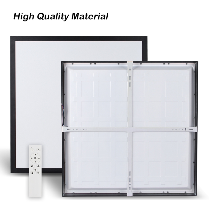 Brilagi - LED Aptumšojama vannas istabas griestu lampa FRAME SMART LED/50W/230V 60x60 cm 3000-6000K IP44 melna + tālvadības pults
