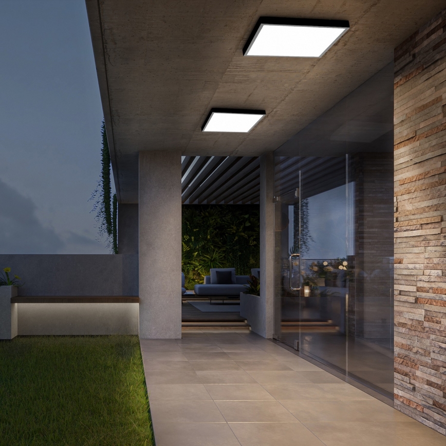 Brilagi - LED Aptumšojama vannas istabas griestu lampa FRAME SMART LED/50W/230V 60x60 cm 3000-6000K IP44 melna + tālvadības pults